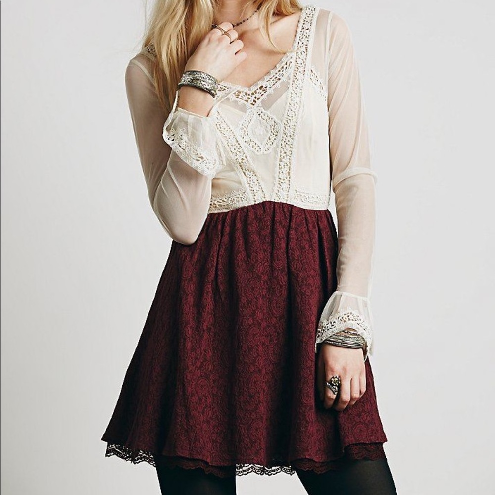 Free people V for Victorian long-sleeve lace mini